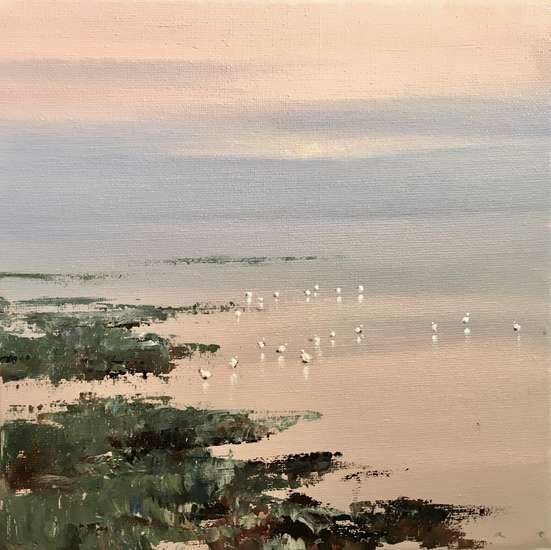 Jan Groenhart - Het wad met rustende vogels 